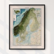 Sverigekarta - Norden väggkarta Mapbits